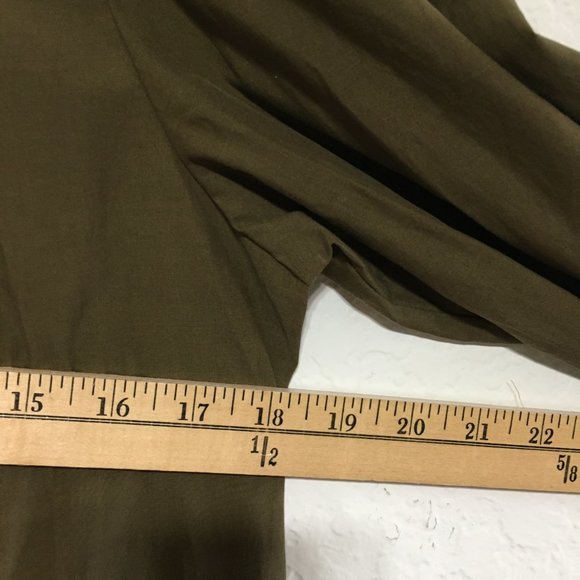 Rebecca Taylor NWT Womens 6 Knee Length Puff Sleeve Dress Dark Olive - Picture 12 of 15